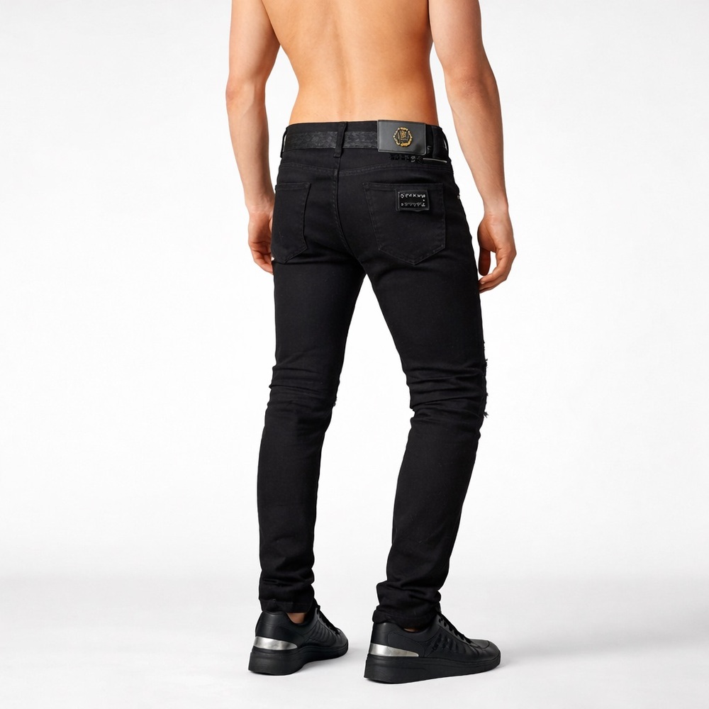 Philipp Plein Black Skull Biker Jeans - Limited Edition Switzerland- Moto Design